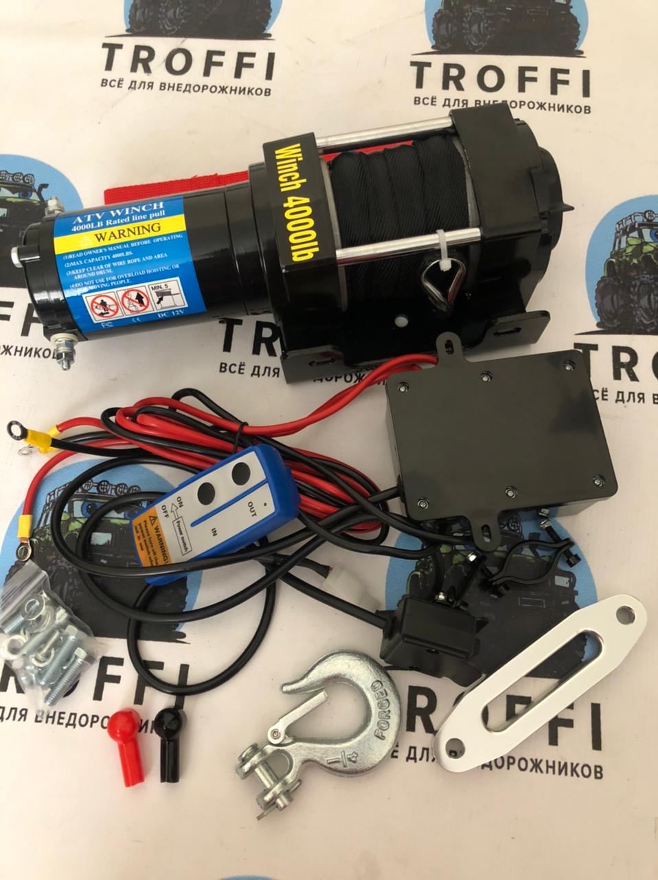 Лебедка электрическая Electric Winch 4000 lbs/1814 кг ATV синтетика — изображение 3